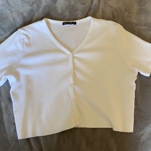 BRANDY MELVILLE white button up crop top